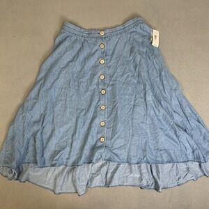 Caffe Marrahesh Shirt Women's Size 8 Denim Button Down 100% Lyocell Lightwash